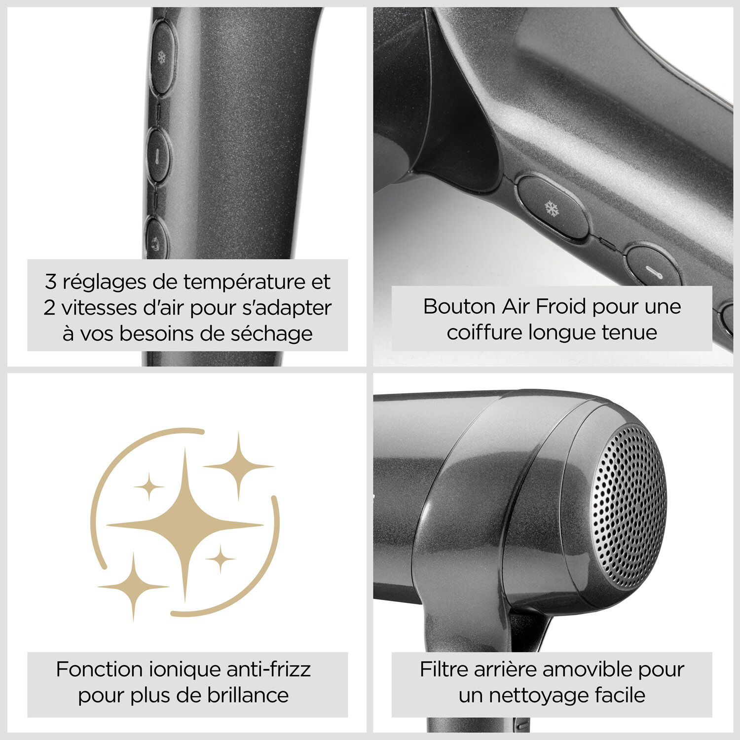 S&egrave;che-cheveux &agrave; moteur digital, l&eacute;ger et compact Titanium Shine